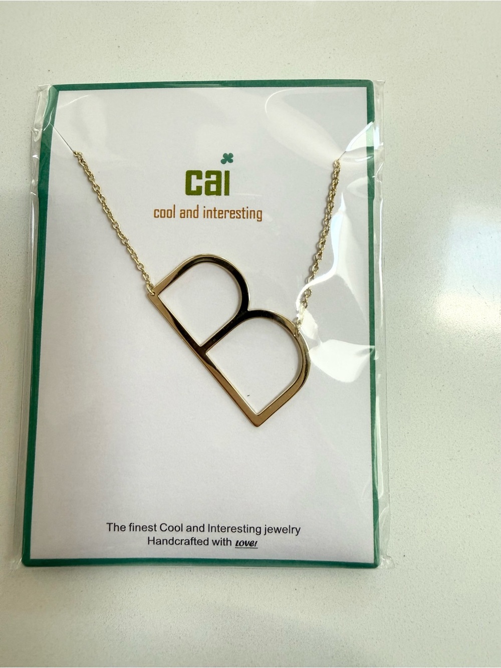 Gold Initial B Pendant Necklace